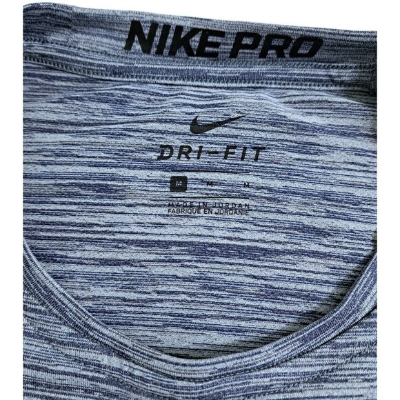 Nike Pro Drifit Mens Medium Performance Long Sleeve Heather Blue Gray Tshirt - Picture 4 of 11